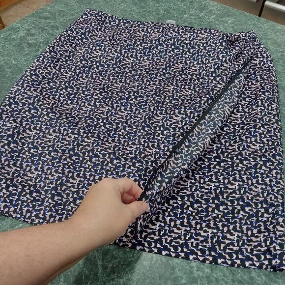 Liz Claiborne Womens 18 1x Pink Blue Faux Wrap Mini Skirt Silky Lined Preppy Euc - Picture 1 of 8